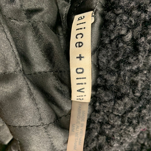 ALICE + OLIVIA Size M Black Textured Polyester Shawl Collar Coat