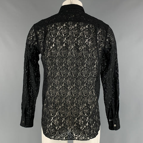 COMME des GARCONS HOMME PLUS Size M Black Lace Polyester Long Sleeve Shirt