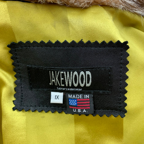 JAKE WOOD Taille XL Veste motard en cuir gaufré marron