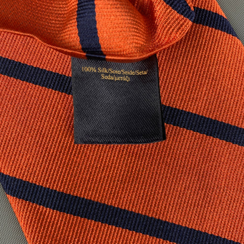 BROOKS BROTHERS Corbata de seda a rayas naranja y azul marino