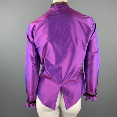 ETRO Size 4 Purple & Brown Silk Taffeta Blouse
