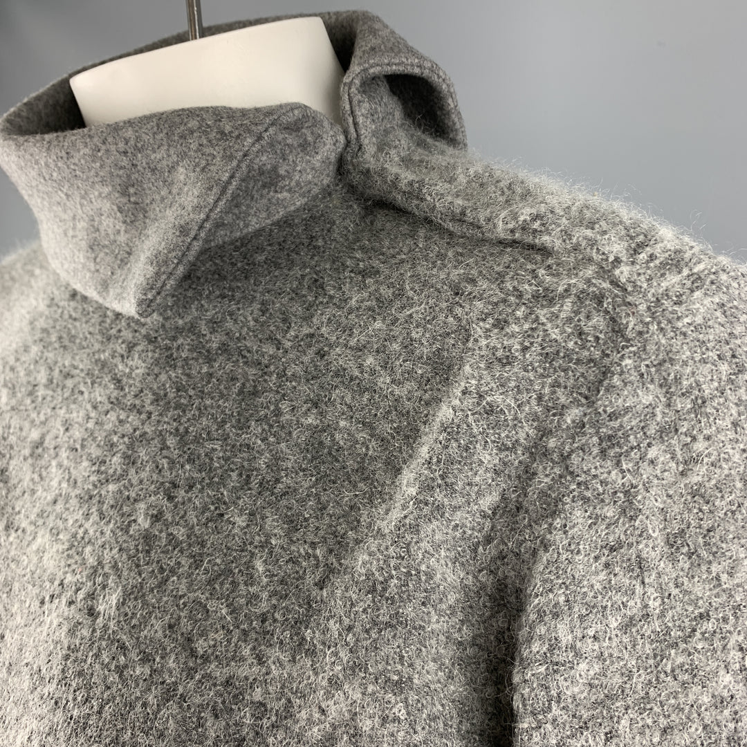STONE Jersey gris con cuello alto y broches laterales de lana texturizada talla L