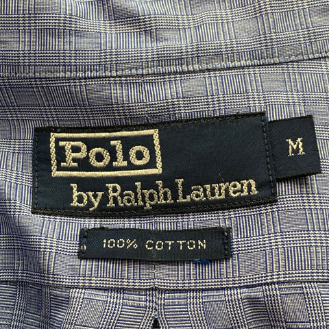 POLO by RALPH LAUREN Size M Blue White Plaid Cotton Vintage Long Sleeve Shirt