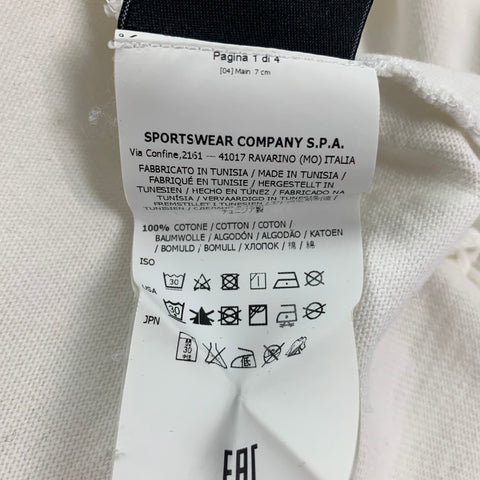 STONE ISLAND Size L White Cotton Long Sleeve T-shirt