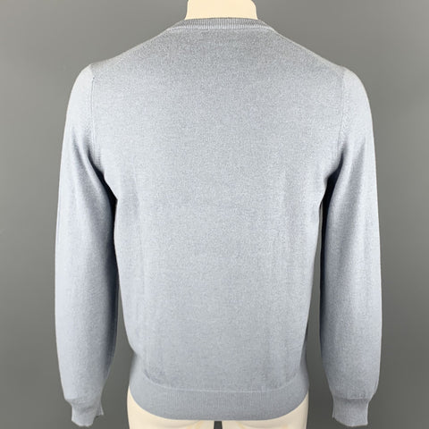 BRUNELLO CUCINELLI Size L Powder Blue Solid Cashmere V-Neck Pullover Sweater