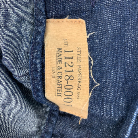 LEVI'S MADE & CRAFTED Size 27 Indigo Cotton Wide Leg Paper Bag Pants