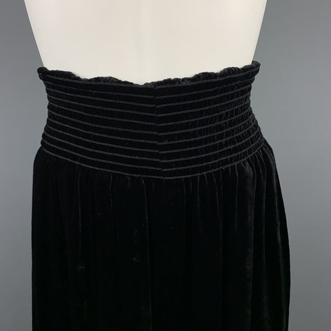 JEAN PAUL GAULTIER Size 10 Black Silk Blend Velvet Elastic Waist Wide Leg Pants