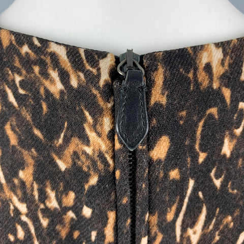 BURBERRY PRORSUM Size 8 Black Brown Wool Animal Print Dress Top