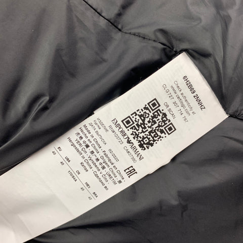 EMPORIO ARMANI Taille 4 Veste à capuche tissée en laine noire blanche grise