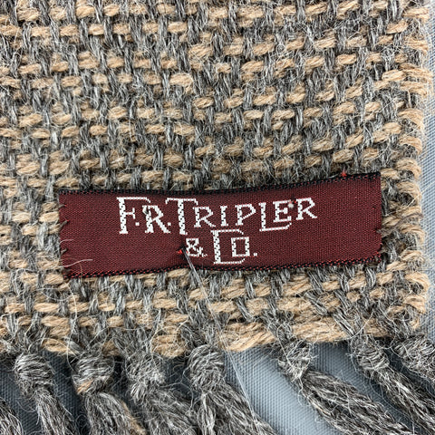 F.R. TRIPLER & CO. Taupe & Gray Woven Wool Blend Fringe Scarf