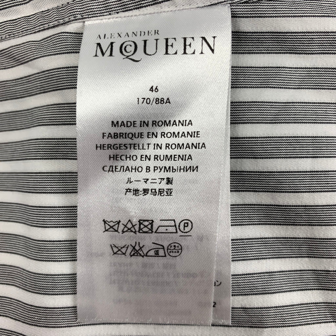 ALEXANDER MCQUEEN Size XS Grey White Stripe Cotton Button Up Short Sleeve Shirt