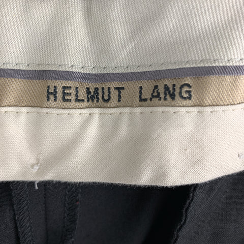 HELMUT LANG Size 32 Black Solid Wool Tuxedo Dress Pants