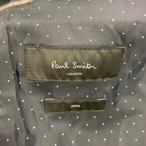 PAUL SMITH Soho Size 38 Regular Black Metallic Wool Blend Peak Lapel Tuxedo Suit