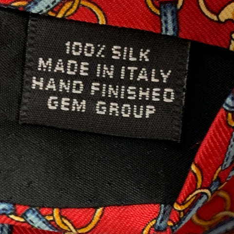 Corbata de seda con eslabones de cadena multicolor roja de GUCCI