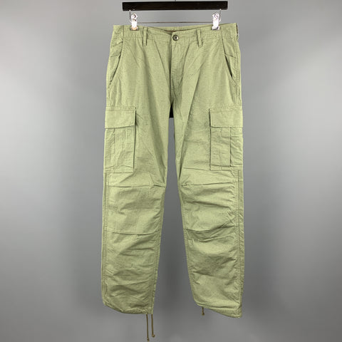 JOURNAL STANDARD Size L Olive Solid Cotton Cargo Casual Pants