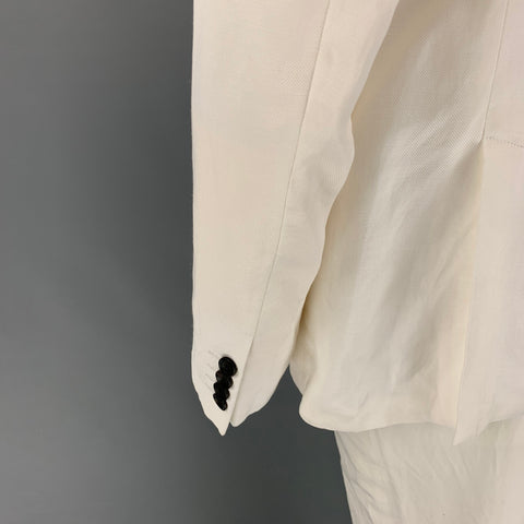 ARMANI COLLEZIONI Size 46 White Viscose Linen Sport Coat