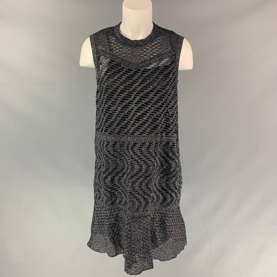 M MISSONI Size 6 Silver & Black Knitted Polyamide Bend Sleeveless Dress