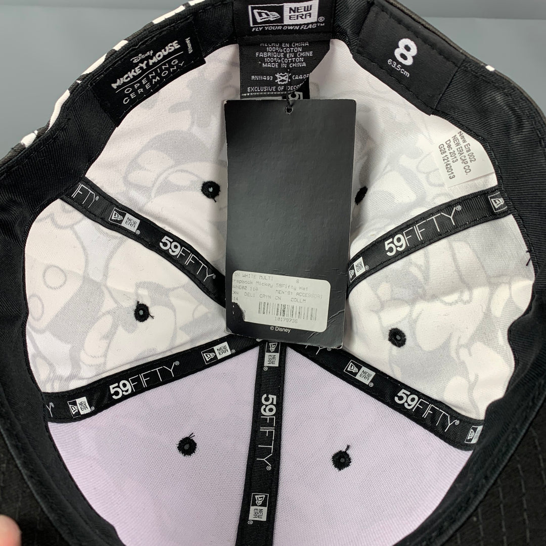 CÉRÉMONIE D'OUVERTURE x New Era Taille 8 Chapeau en coton Mickey Mouse noir blanc