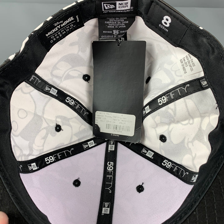 CÉRÉMONIE D'OUVERTURE x New Era Taille 8 Chapeau en coton Mickey Mouse noir blanc