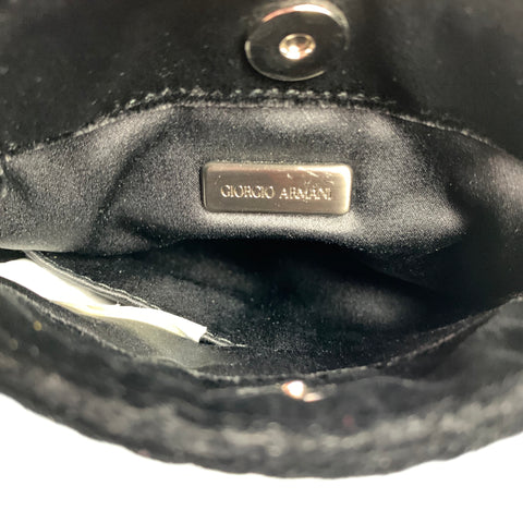 GIORGIO ARMANI Black Velvet Tassel & Crystal Strap Mini Bag