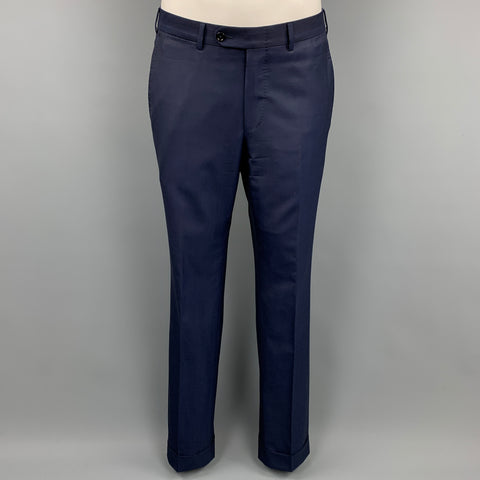 ERMENEGILDO ZEGNA for WILKES BASHFORD Size 40 Navy Wool Notch Lapel Suit
