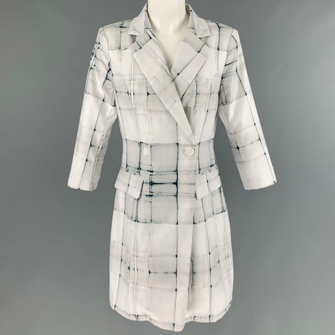SIMON CHANG Size 6 White Grey Polyester Blend Squares Jacket