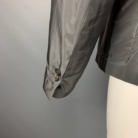 PRADA Taille 38 Manteau de sport à revers cranté en nylon anthracite
