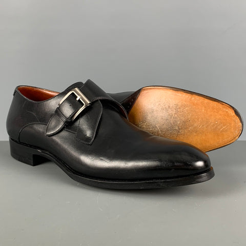 MAGNANNI SELECCION Size 10.5 Black Leather Monk Strap Loafers