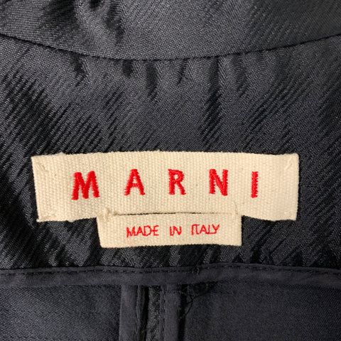 MARNI Size 2 Black Wrinkled Open Front Jacket