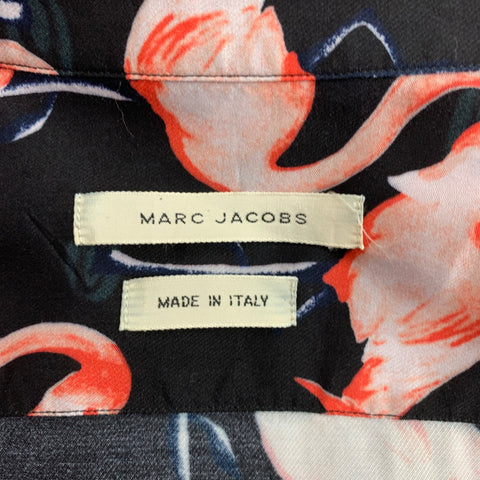 MARC JACOBS Size S Black Pink Print Viscose Button Up Long Sleeve Shirt