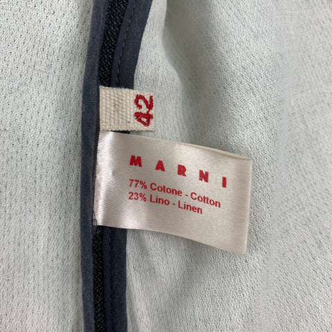 MARNI Size 6 Grey Cotton Linen Hidden Snaps Jacket
