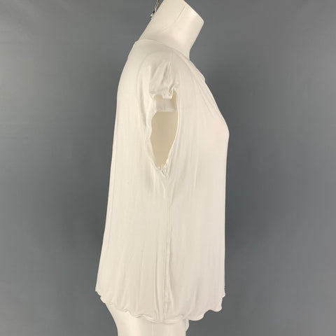 ARMANI COLLEZIONI Size 16 White Viscose Sleeveless T-Shirt