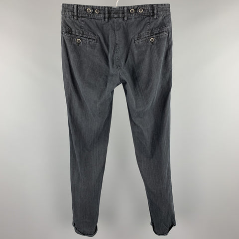 BARENA Taille 32 Pantalon décontracté en coton lavé au charbon de bois avec braguette zippée