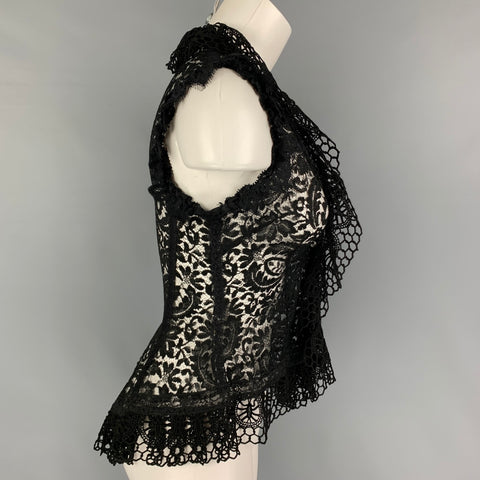 RALPH LAUREN Black Label Size M Black Lace Sleeveless Dress Top