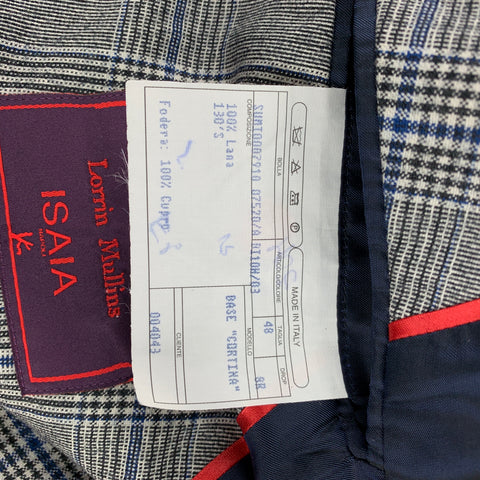 ISAIA Size 38 Regular Grey & Blue Glenplaid Wool Double Breasted Sport Coat