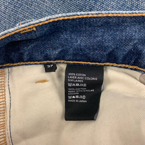 CELINE Size 27 Blue Cotton Distressed Jeans