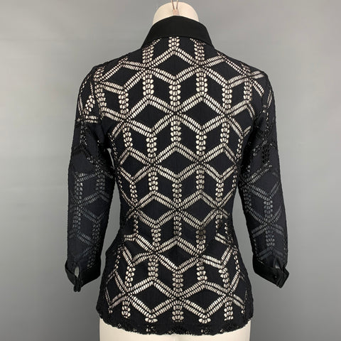 ANNE FONTAINE Talla 8 Blusa paraíso con botones de poliamida recortada negra