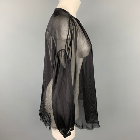 RAQUEL ALLEGRA Talla 0 Blusa extragrande de seda y gasa negra