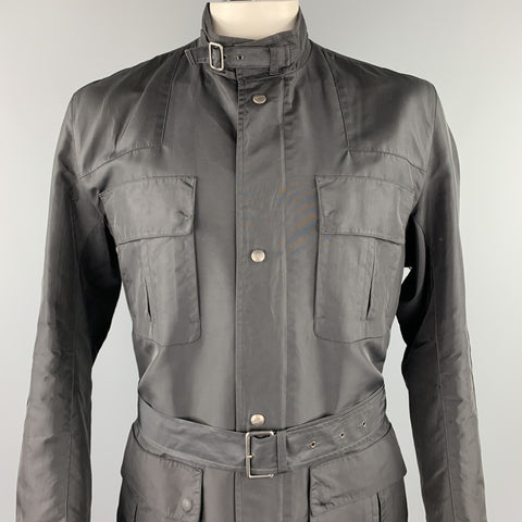 JIL SANDER Size 44 Black Poliammide Zip & Snaps Belted Jacket