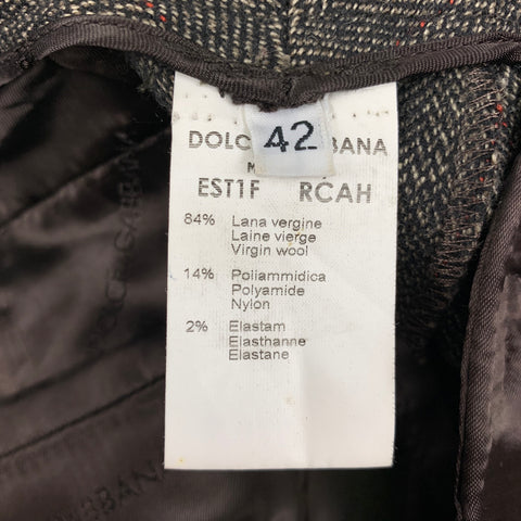 DOLCE &amp; GABBANA Taille 6 Pantalon habillé en laine vierge mélangée marron rouge à chevrons