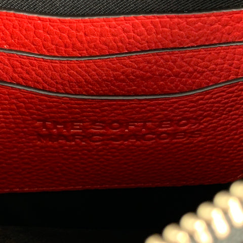 MARC JACOBS Red Black Logo Leather Wristlet Handbag
