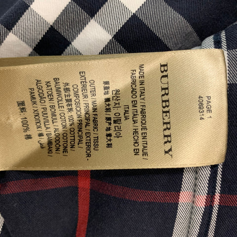 BURBERRY Size L Navy White & Red Plaid Cotton Button Down Short Sleeve Shirt