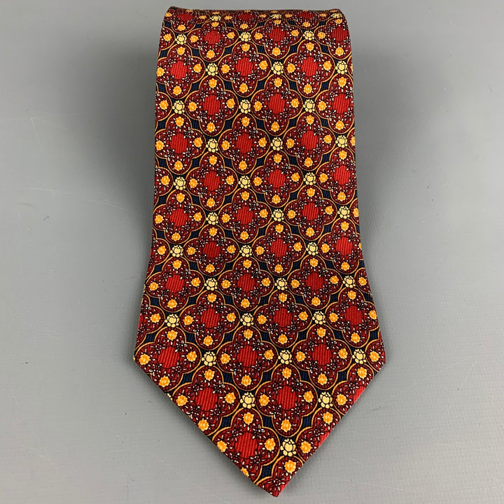 YVES SAINT LAURENT Shinsegoe's Multi-Color Abstract Floral Silk Tie