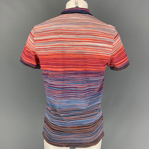 MISSONI Size M Multi-Color Stripe Short Sleeve Polo