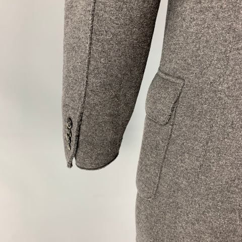 BARENA Size 38 Dark Gray Textured Wool / Polyamide Buttoned Coat