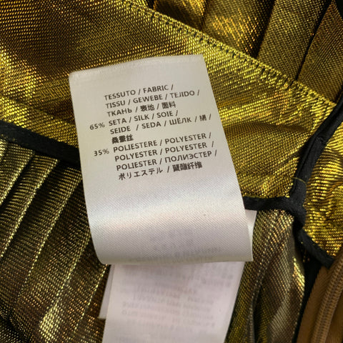 GUCCI SS 2015 Taille S Jupe mi-mollet plissée en soie dorée / polyester
