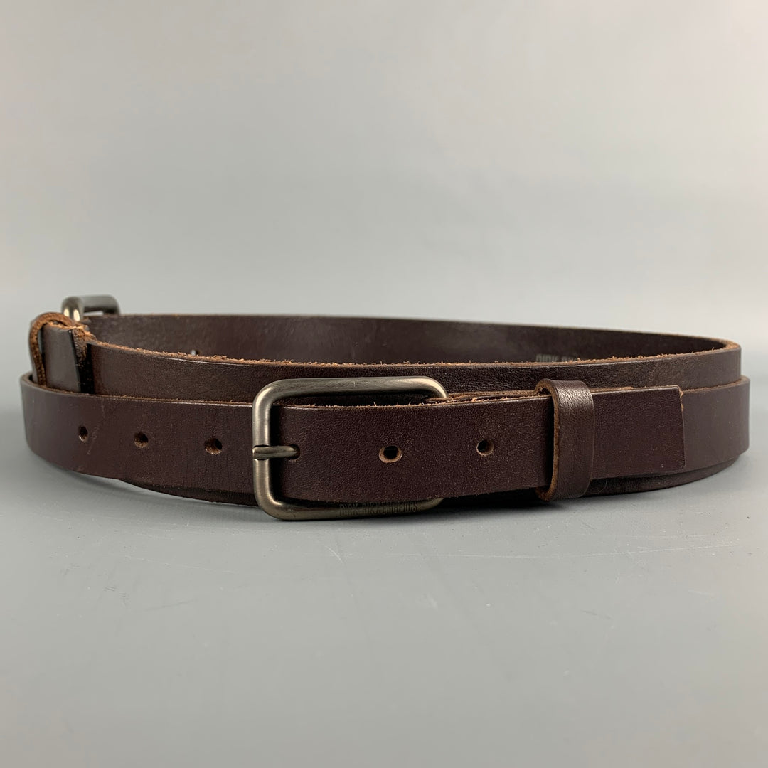 DIRK BIKKEMBERGS Size 30 Brown Leather Double Buckle Belt