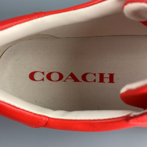 COACH Talla 10 Zapatillas bajas de cuero rojo con cordones