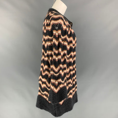 MISSONI Size 6 Dark Gray & Rose Knitted Wool / Mohair Knitted Coat