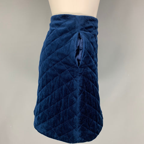 SONIA by SONIA RYKIEL Size 6 Dark Blue Triacetate Blend Quilted A-Line Mini Skirt